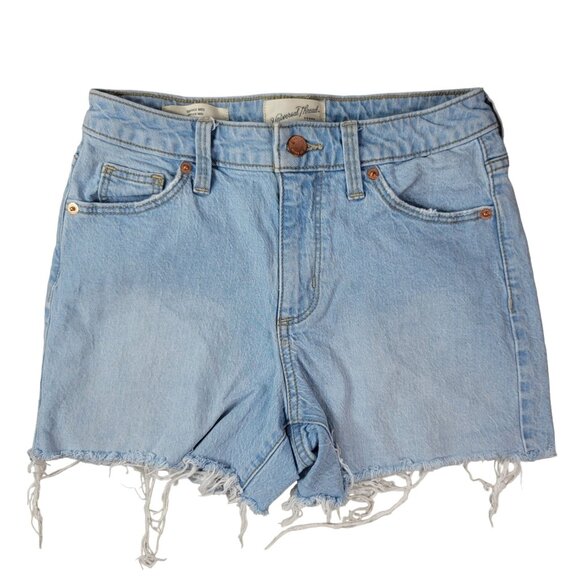 Universal Thread Vintage Midi Denim Shorts Blue Light SZ 0 25R Distress Cut Off - Picture 1 of 8